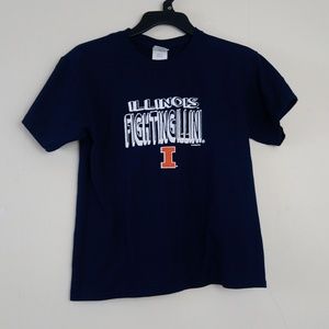 Short Sleeve Illinois Fighting Illini Graphic Crew Neck Cotton T-shirt Top